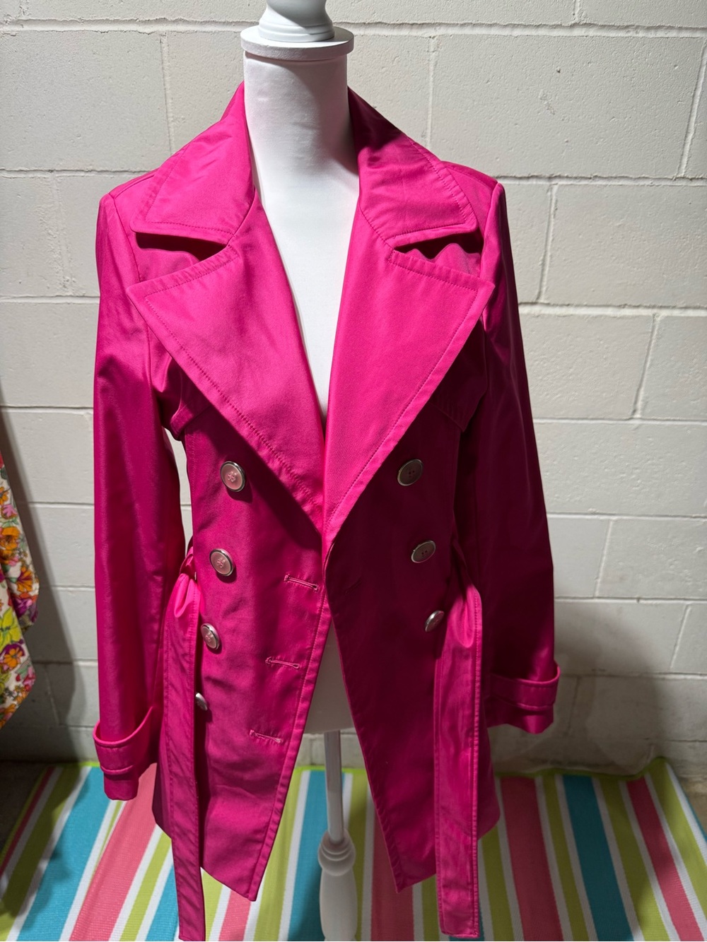 Metaphor Hot Pink Double-Breasted Trench Coat